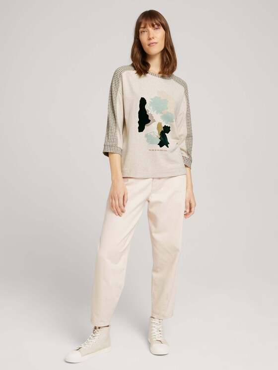 7/8 shirt with a print - Women - cold beige melange 7/8 shirt with a print - Women - cold beige melange - 3 - TOM TAILOR