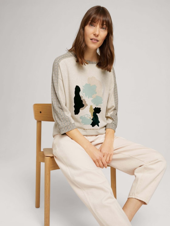 7/8 shirt with a print - Women - cold beige melange 7/8 shirt with a print - Women - cold beige melange - 5 - TOM TAILOR