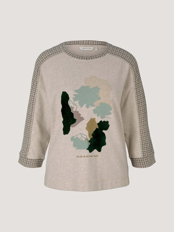 7/8 shirt with a print - Women - cold beige melange 7/8 shirt with a print - Women - cold beige melange - 7 - TOM TAILOR