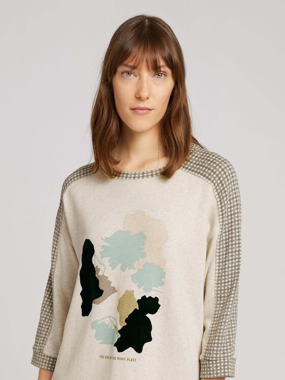 7/8 shirt with a print - Women - cold beige melange 7/8 shirt with a print - Women - cold beige melange - 9 - TOM TAILOR