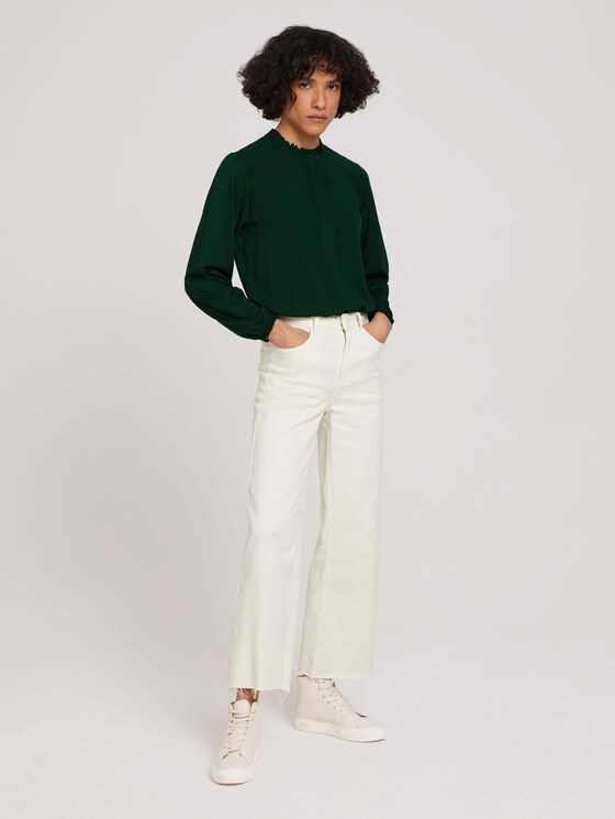 Langarmshirt mit Rüschendetails - Frauen - dark pine green Langarmshirt mit Rüschendetails - Frauen - dark pine green - 3 - TOM TAILOR