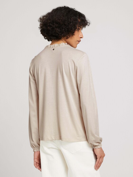 Langarmshirt mit Rüschendetails - Frauen - cold beige Langarmshirt mit Rüschendetails - Frauen - cold beige - 2 - TOM TAILOR