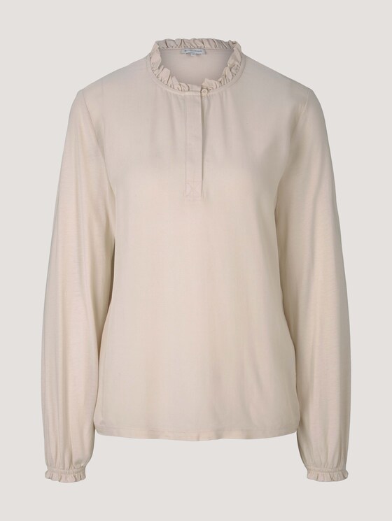 Langarmshirt mit Rüschendetails - Frauen - cold beige Langarmshirt mit Rüschendetails - Frauen - cold beige - 7 - TOM TAILOR