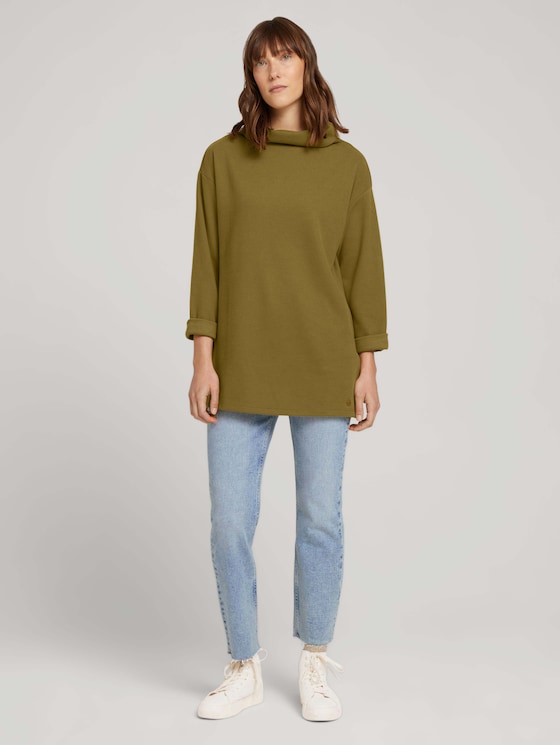 Sweatshirt mit Stehkragen - Frauen - khaki olive Sweatshirt mit Stehkragen - Frauen - khaki olive - 3 - TOM TAILOR