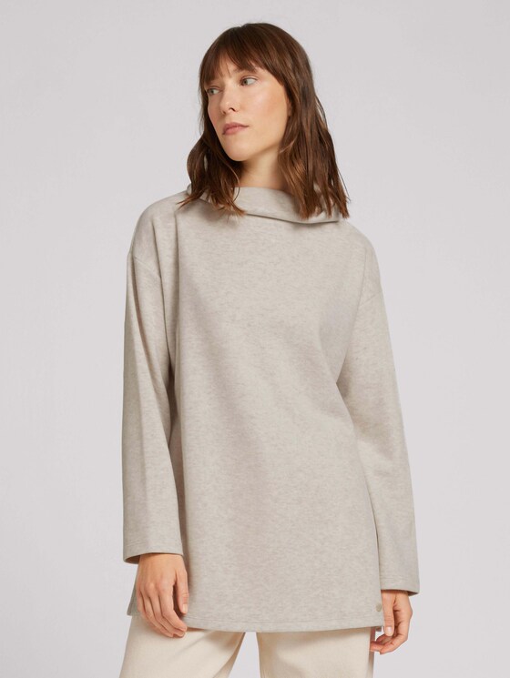 Sweatshirt mit Stehkragen - Frauen - cold beige melange Sweatshirt mit Stehkragen - Frauen - cold beige melange - 1 - TOM TAILOR