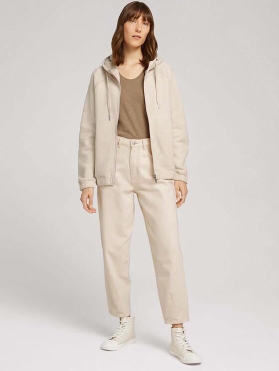 Melierte Sweatjacke mit Kapuze - Frauen - cold beige melange Melierte Sweatjacke mit Kapuze - Frauen - cold beige melange - 3 - TOM TAILOR