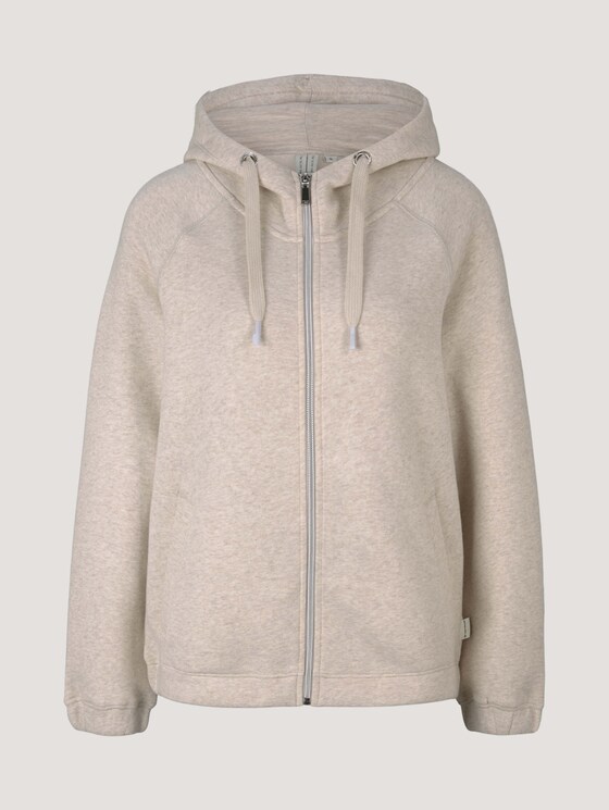 Melierte Sweatjacke mit Kapuze - Frauen - cold beige melange Melierte Sweatjacke mit Kapuze - Frauen - cold beige melange - 7 - TOM TAILOR