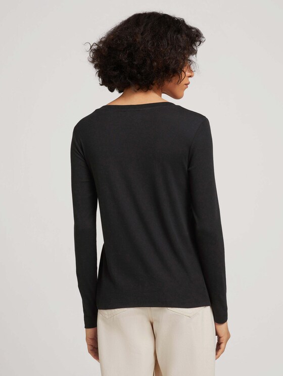 Langarmshirt mit V-Ausschnitt - Frauen - deep black Langarmshirt mit V-Ausschnitt - Frauen - deep black - 2 - TOM TAILOR