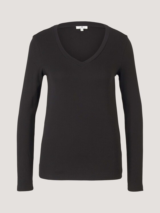 Langarmshirt mit V-Ausschnitt - Frauen - deep black Langarmshirt mit V-Ausschnitt - Frauen - deep black - 7 - TOM TAILOR