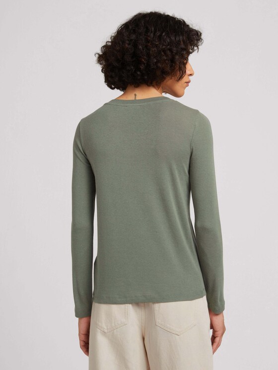Langarmshirt mit V-Ausschnitt - Frauen - dusty mid olive Langarmshirt mit V-Ausschnitt - Frauen - dusty mid olive - 2 - TOM TAILOR