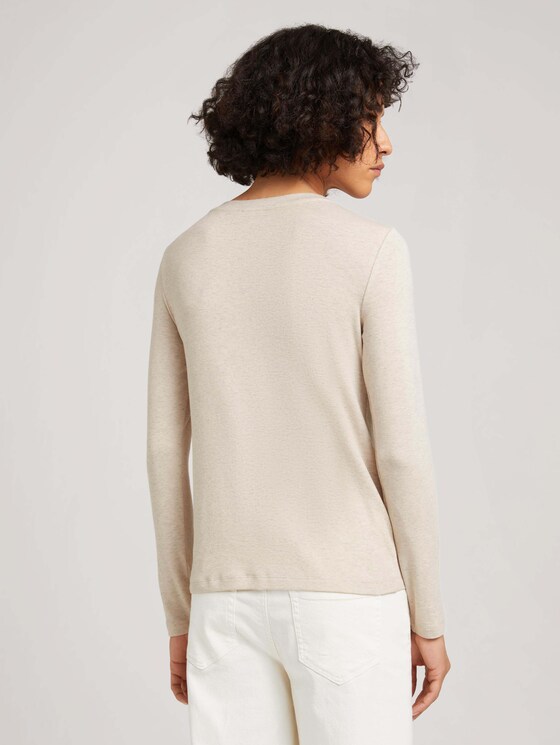 Langarmshirt mit V-Ausschnitt - Frauen - cold beige melange Langarmshirt mit V-Ausschnitt - Frauen - cold beige melange - 2 - TOM TAILOR