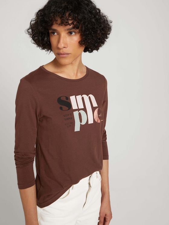 Langarmshirt mit Print - Frauen - earth brown - 5 - TOM TAILOR