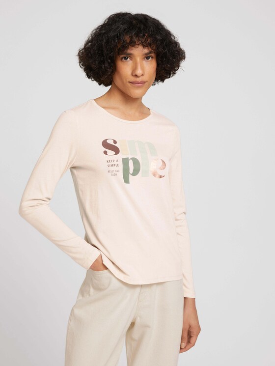 Langarmshirt mit Print - Frauen - cold beige Langarmshirt mit Print - Frauen - cold beige - 1 - TOM TAILOR