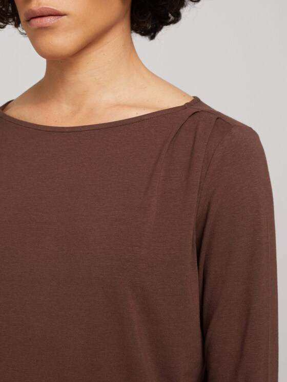 Langarmshirt mit Faltenlegung - Frauen - earth brown Langarmshirt mit Faltenlegung - Frauen - earth brown - 9 - TOM TAILOR