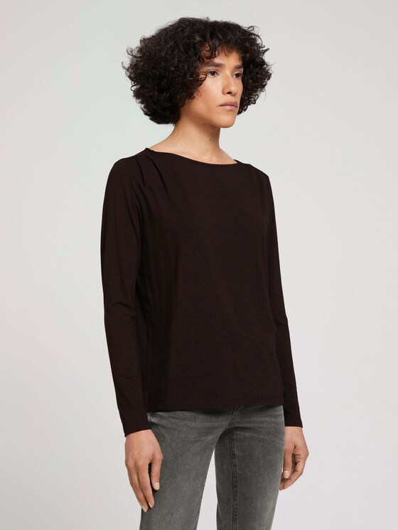 Langarmshirt mit Faltenlegung - Frauen - deep black Langarmshirt mit Faltenlegung - Frauen - deep black - 1 - TOM TAILOR