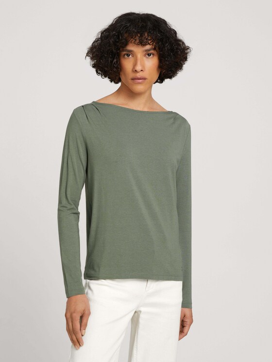Langarmshirt mit Faltenlegung - Frauen - dusty mid olive Langarmshirt mit Faltenlegung - Frauen - dusty mid olive - 1 - TOM TAILOR