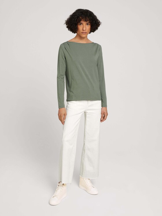 Langarmshirt mit Faltenlegung - Frauen - dusty mid olive Langarmshirt mit Faltenlegung - Frauen - dusty mid olive - 3 - TOM TAILOR