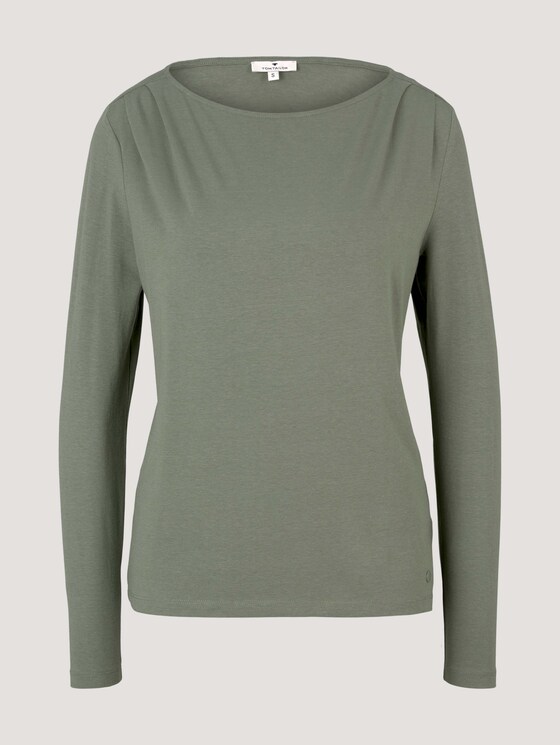Langarmshirt mit Faltenlegung - Frauen - dusty mid olive Langarmshirt mit Faltenlegung - Frauen - dusty mid olive - 7 - TOM TAILOR