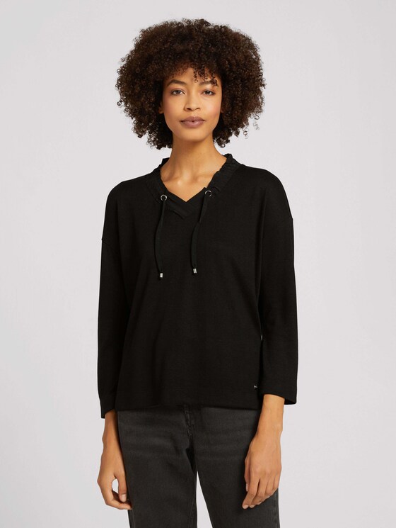Loose Fit Shirt mit Tunnelzug - Frauen - deep black Loose Fit Shirt mit Tunnelzug - Frauen - deep black - 1 - TOM TAILOR