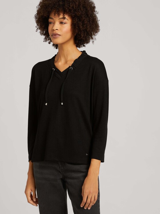 Loose Fit Shirt mit Tunnelzug - Frauen - deep black Loose Fit Shirt mit Tunnelzug - Frauen - deep black - 5 - TOM TAILOR