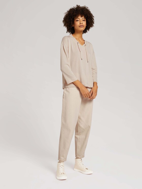 Loose Fit Shirt mit Tunnelzug - Frauen - cold beige Loose Fit Shirt mit Tunnelzug - Frauen - cold beige - 3 - TOM TAILOR