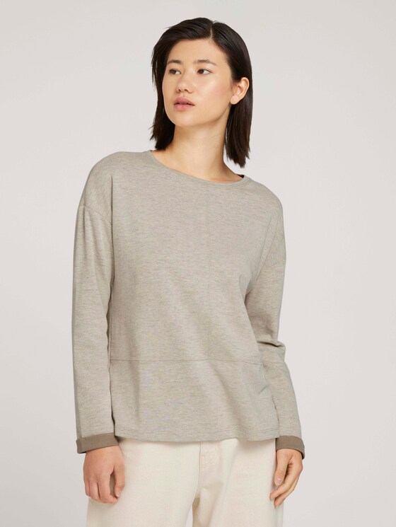 Loose-fit jersey shirt - Women - cold beige melange Loose-fit jersey shirt - Women - cold beige melange - 1 - TOM TAILOR