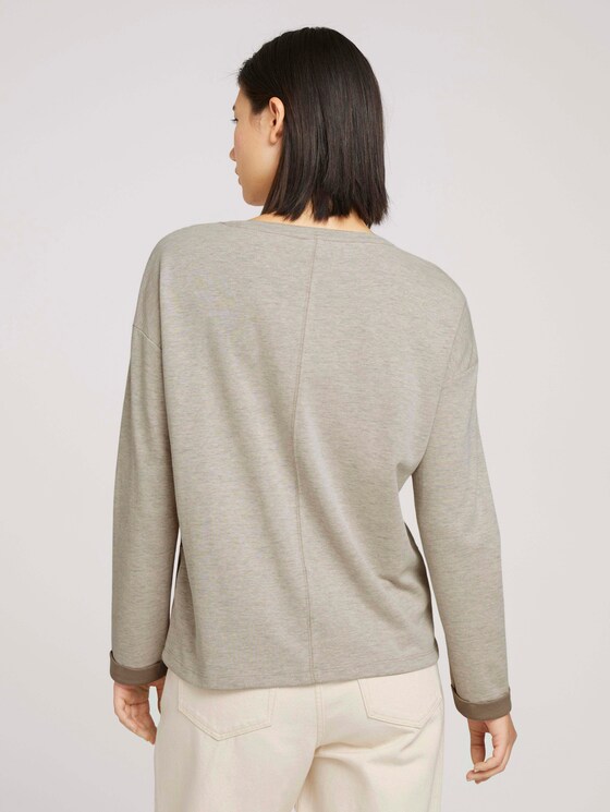 Loose-fit jersey shirt - Women - cold beige melange Loose-fit jersey shirt - Women - cold beige melange - 2 - TOM TAILOR