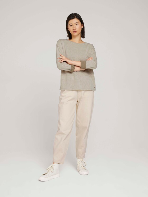 Loose-fit jersey shirt - Women - cold beige melange Loose-fit jersey shirt - Women - cold beige melange - 3 - TOM TAILOR