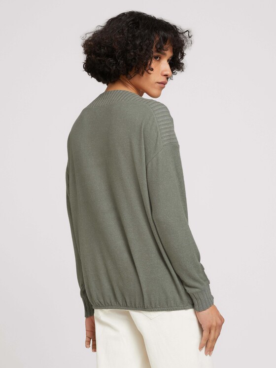 Melange shirt with ribbed cuffs - Women - dusty mid olive melange Melange shirt with ribbed cuffs - Women - dusty mid olive melange - 2 - TOM TAILOR