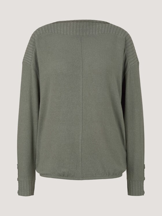 Melange shirt with ribbed cuffs - Women - dusty mid olive melange Melange shirt with ribbed cuffs - Women - dusty mid olive melange - 7 - TOM TAILOR