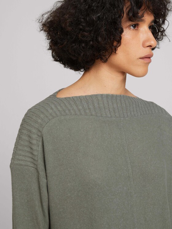 Melange shirt with ribbed cuffs - Women - dusty mid olive melange Melange shirt with ribbed cuffs - Women - dusty mid olive melange - 9 - TOM TAILOR