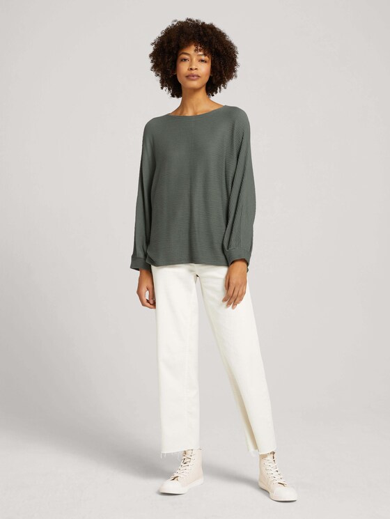 Strukturiertes Shirt mit LENZING™ ECOVERO™ - Frauen - dusty mid olive Strukturiertes Shirt mit LENZING™ ECOVERO™ - Frauen - dusty mid olive - 3 - TOM TAILOR