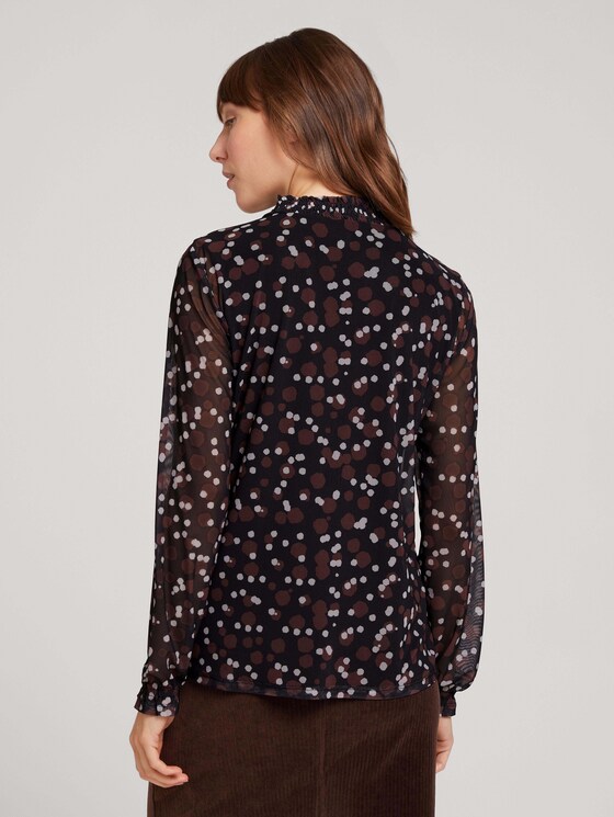 Gemustertes Langarmshirt aus Mesh - Frauen - black large dot design Gemustertes Langarmshirt aus Mesh - Frauen - black large dot design - 2 - TOM TAILOR