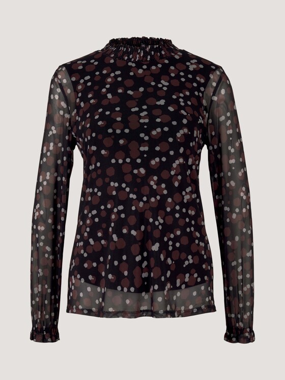 Gemustertes Langarmshirt aus Mesh - Frauen - black large dot design Gemustertes Langarmshirt aus Mesh - Frauen - black large dot design - 7 - TOM TAILOR
