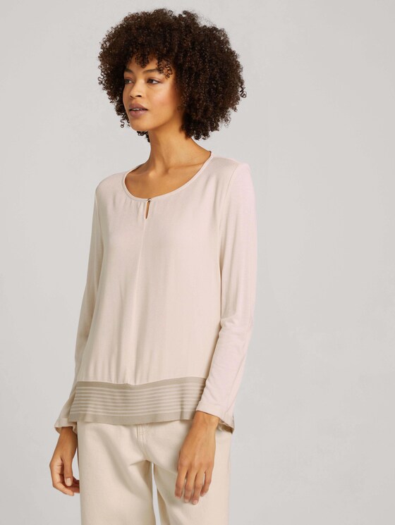 7/8 Shirt im Materialmix - Frauen - cold beige 7/8 Shirt im Materialmix - Frauen - cold beige - 5 - TOM TAILOR
