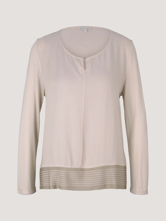 7/8 Shirt im Materialmix - Frauen - cold beige 7/8 Shirt im Materialmix - Frauen - cold beige - 7 - TOM TAILOR