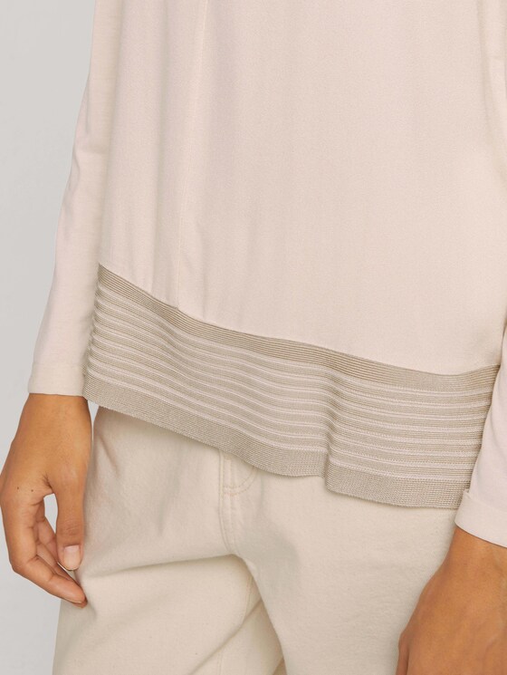 7/8 Shirt im Materialmix - Frauen - cold beige 7/8 Shirt im Materialmix - Frauen - cold beige - 9 - TOM TAILOR