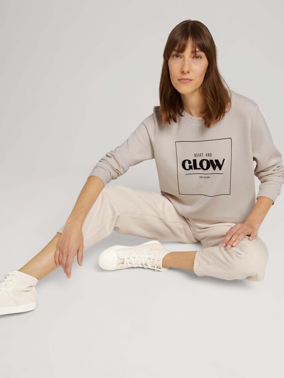 Sweatshirt mit Glitzerprint - Frauen - cold beige Sweatshirt mit Glitzerprint - Frauen - cold beige - 5 - TOM TAILOR