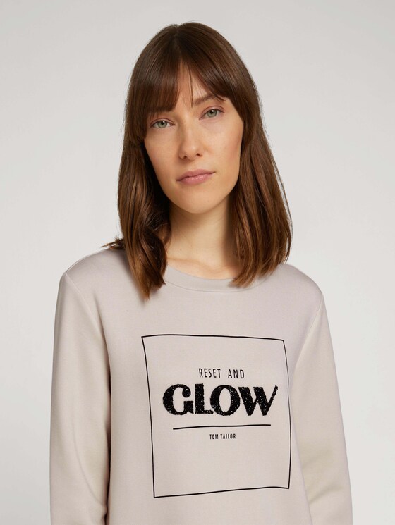 Sweatshirt mit Glitzerprint - Frauen - cold beige Sweatshirt mit Glitzerprint - Frauen - cold beige - 9 - TOM TAILOR