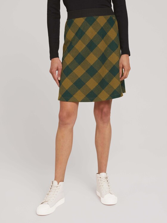 Soft check skirt - Women - green small check ck Soft check skirt - Women - green small check ck - 1 - TOM TAILOR