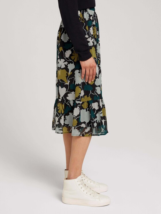 Gemusterter Midirock mit recyceltem Polyester - Frauen - green large floral design Gemusterter Midirock mit recyceltem Polyester - Frauen - green large floral design - 11 - TOM TAILOR