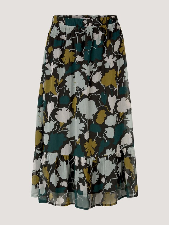 Gemusterter Midirock mit recyceltem Polyester - Frauen - green large floral design Gemusterter Midirock mit recyceltem Polyester - Frauen - green large floral design - 7 - TOM TAILOR