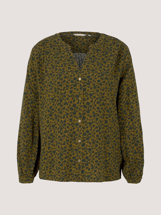Patterned Henley blouse - Women - green shades floral design Patterned Henley blouse - Women - green shades floral design - 7 - TOM TAILOR