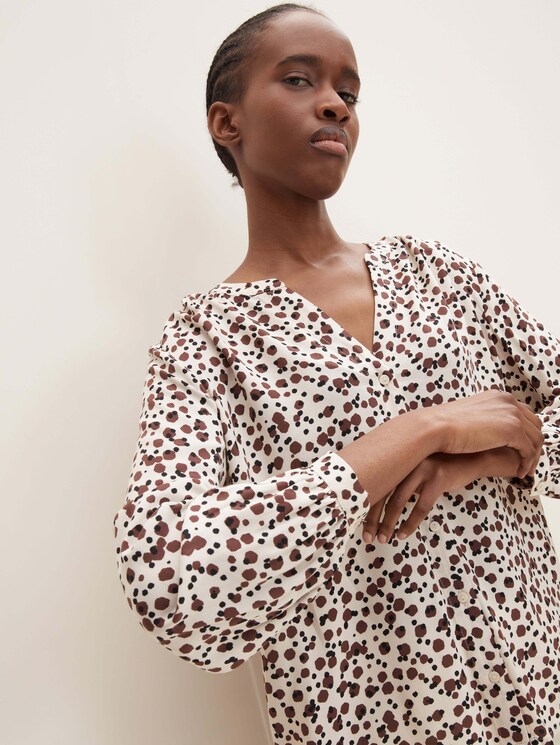 Gemusterte Henleybluse - Frauen - beige small dot design Gemusterte Henleybluse - Frauen - beige small dot design - 3 - TOM TAILOR