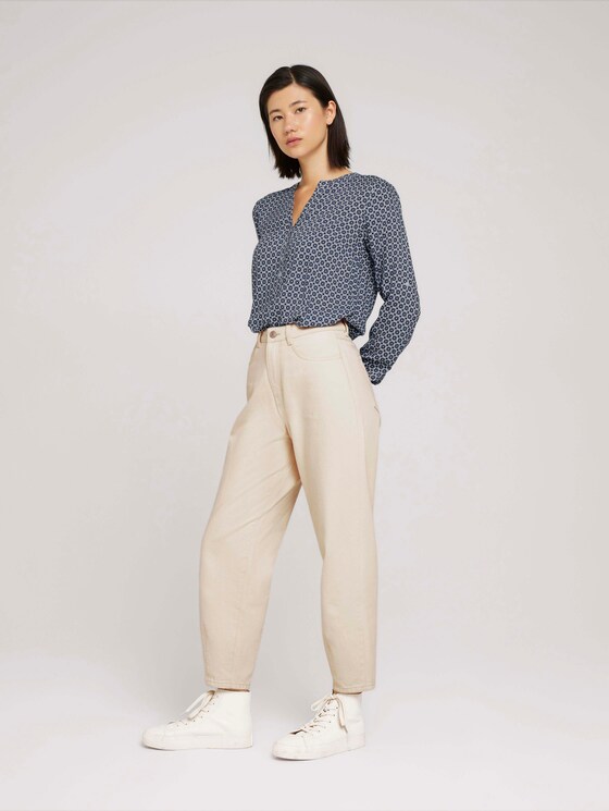 Patterned blouse with TENCEL ™ modal - Women - blue geometrical design Patterned blouse with TENCEL ™ modal - Women - blue geometrical design - 3 - TOM TAILOR