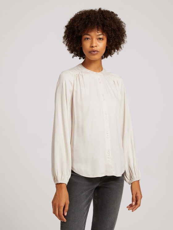 Blouse with a button tab - Women - cold beige Blouse with a button tab - Women - cold beige - 1 - TOM TAILOR