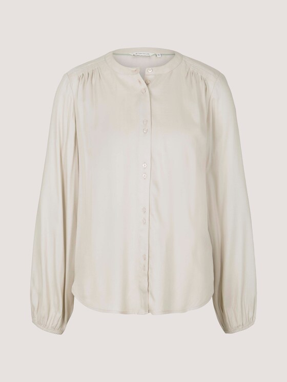 Blouse with a button tab - Women - cold beige Blouse with a button tab - Women - cold beige - 7 - TOM TAILOR
