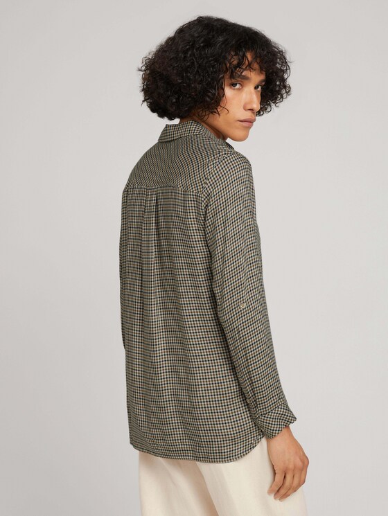 Kariertes Hemd mit Knopfleiste - Frauen - beige green small check woven Kariertes Hemd mit Knopfleiste - Frauen - beige green small check woven - 2 - TOM TAILOR