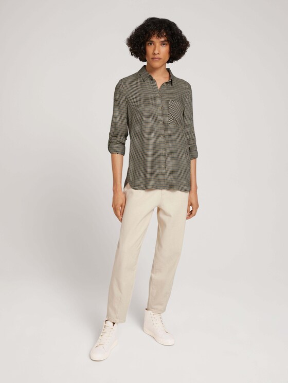 Kariertes Hemd mit Knopfleiste - Frauen - beige green small check woven Kariertes Hemd mit Knopfleiste - Frauen - beige green small check woven - 3 - TOM TAILOR