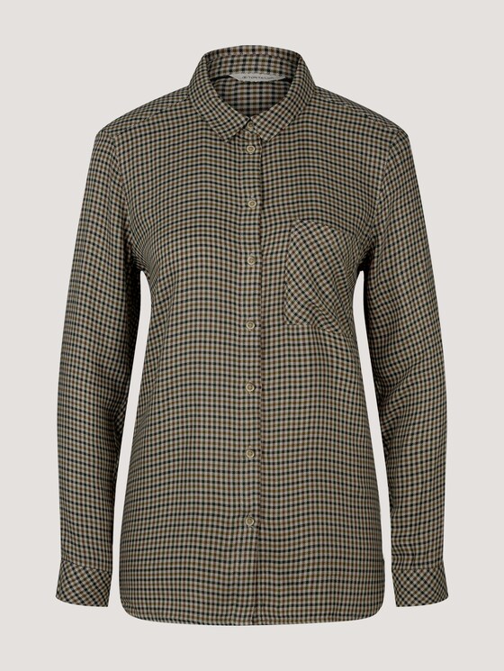 Kariertes Hemd mit Knopfleiste - Frauen - beige green small check woven Kariertes Hemd mit Knopfleiste - Frauen - beige green small check woven - 7 - TOM TAILOR